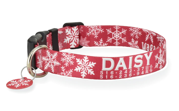 Christmas Snowflakes on Red Personalized