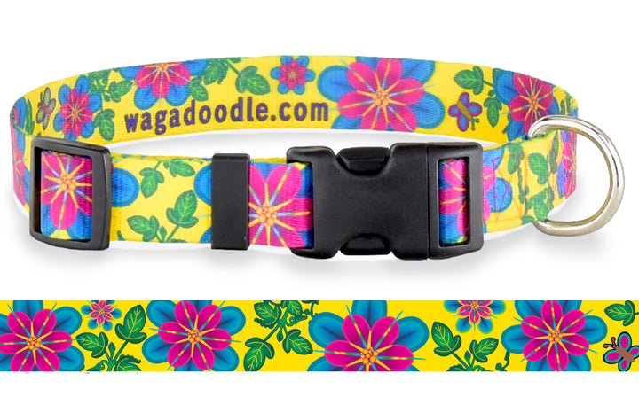 Passion Flower Yellow Dog Collar