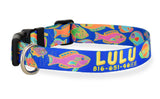 Tropical Reef Fish Blue Personalized Dog Collar