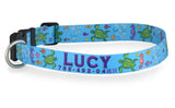 Sea Turtles Turquoise Personalized Dog Collar