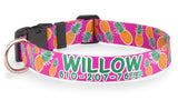 Pineapples on Pink Personalized Dog Collar