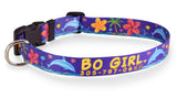 Dolphins and Frangipani Flowers Purple Personalized Dog Collar