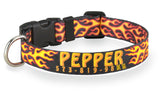 Red Hot Flames Personalized Dog Collar