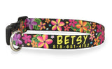 Frangipani Black Personalized Dog Collar