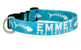 Fishbone Ocean Personalized Dog Collar