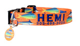 Mahi, Marlin and Sailfish Personalized Dog Collar Orange