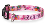 Tropical Christmas Pink Personalized Dog Collar
