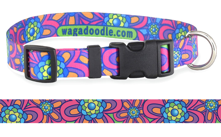 Hippie Flowers Purple Dog Collar