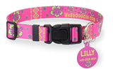 Tribal Hawaiian Print on Pink Personalized Dog Collar