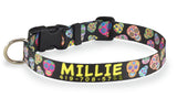 Day of the Dead Sugar Skulls Black Personalized Dog Collar