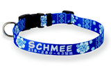 Tribal Hawaiian Print on Blue Personalized Dog Collar