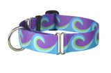 Waves Purple & Aqua Personalized Martingale Dog Collar