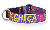 Frangipani Purple Personalized Dog Collar