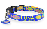 Tropical Reef Fish Blue Personalized Dog Collar