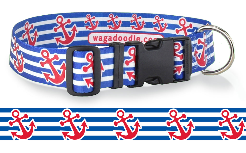 Pink and Blue Anchors Collar - Beach & Dog Co.