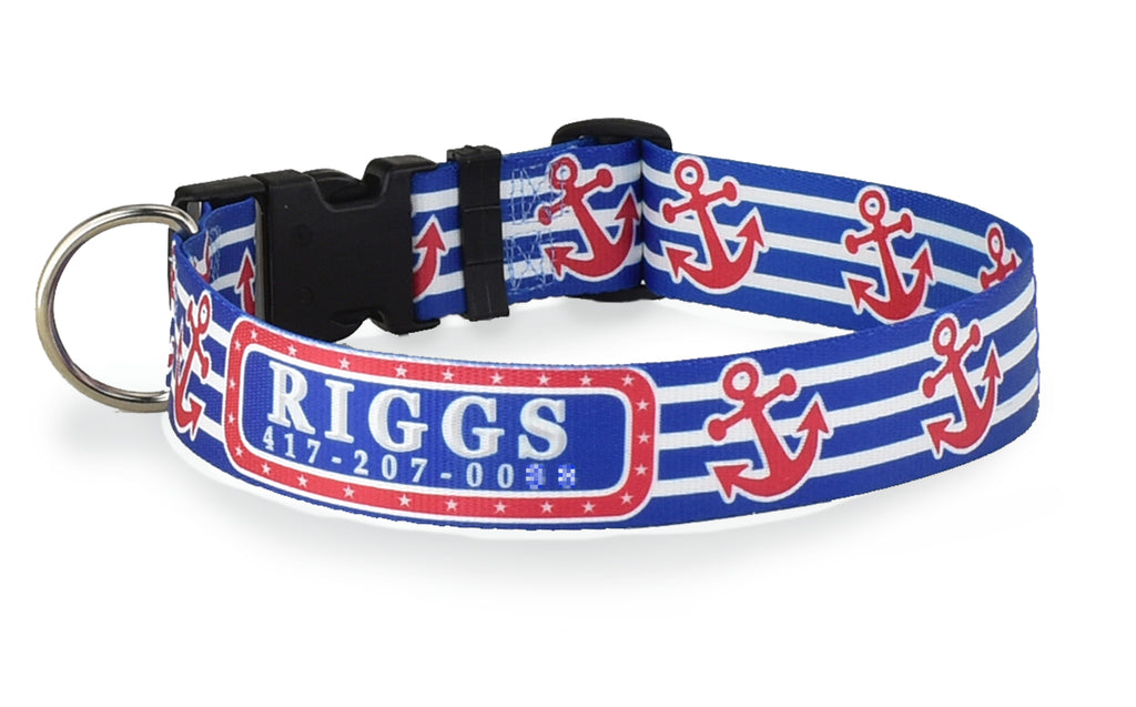 Pink and Blue Anchors Collar - Beach & Dog Co.