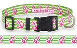 Anchors Lime & Pink Personalized Dog Collar