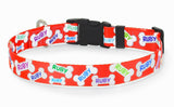 Red Signature Bones Personalized Dog Collar
