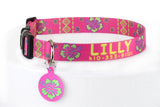 Tribal Hawaiian Print on Pink Personalized Dog Collar