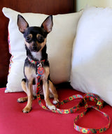 Hibiscus & Palm Fronds Red Personalized Dog Collar