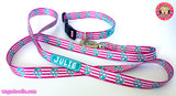 Anchors Pink & Aqua Personalized Dog Collar