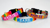 Rainbow Mod Stripes Personalized Dog Collar