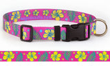 Hibiscus & Palm Fronds Pink Personalized Dog Collar