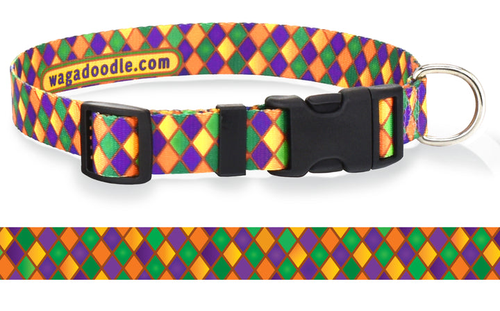 Marti Gras Carnival Personalized Dog Collar