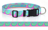 Waves in Pink/Aqua Personalized Dog Collar