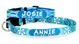 Hawaiian Breeze Aqua Personalized Dog Collar
