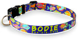 Tropical Reef Fish Black Personalized Dog Collar