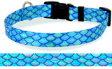 Mermaid Scales Teal Personalized Dog Collar