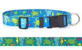 Sea Turtles Teal Personalized Dog Collar