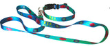 Om with Sacred Lily Blue/Green Personalized Dog Collar