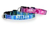 Tropical Pattern Blue Personalized Dog Collar