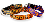 Halloween Plaid Black & Orange Personalized Dog Collar