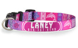 Tropical Pattern Pink Personalized Dog Collar