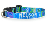 Tropical Pattern Blue Personalized Dog Collar