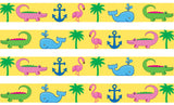 Tropical Seashore Yellow Personalized Dog Collar
