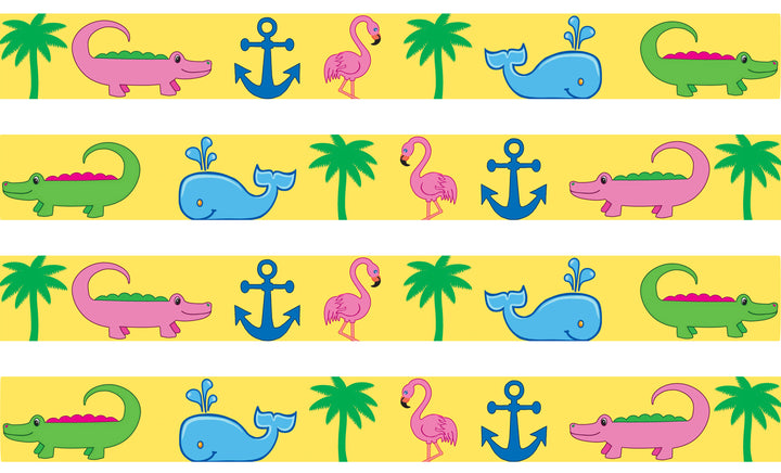 Tropical Seashore Yellow Personalized Dog Collar