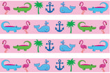 Tropical Seashore Pink Personalized Dog Collar