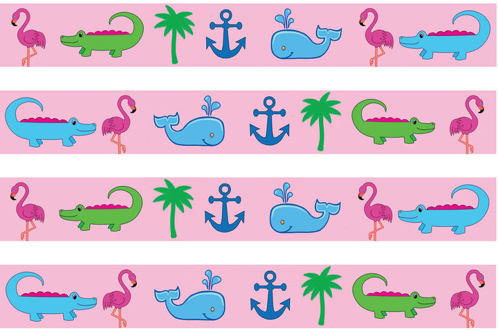 Tropical Seashore Pink Personalized Dog Collar