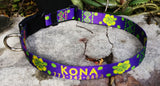 Tribal Hawaiian Print on Purple Personalized Dog Collar