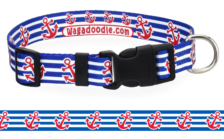 Anchors Red, White & Blue Personalized Dog Collar