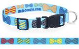 Bow Ties on Blue Personalized Dog Collar