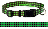 Christmas Buffalo Plaid Green Personalized Dog Collar