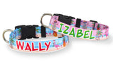 Christmas at the Beach Blue Personalized Dog Collar