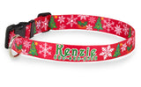 Christmas Tree & Snowflakes Personalized Dog Collar