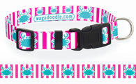 Aqua & Pink Crab Personalized Dog Collar