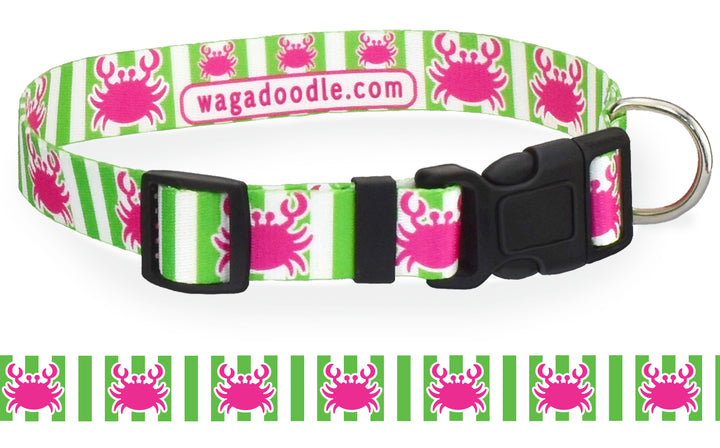 Pink & Lime Crab Dog Collar